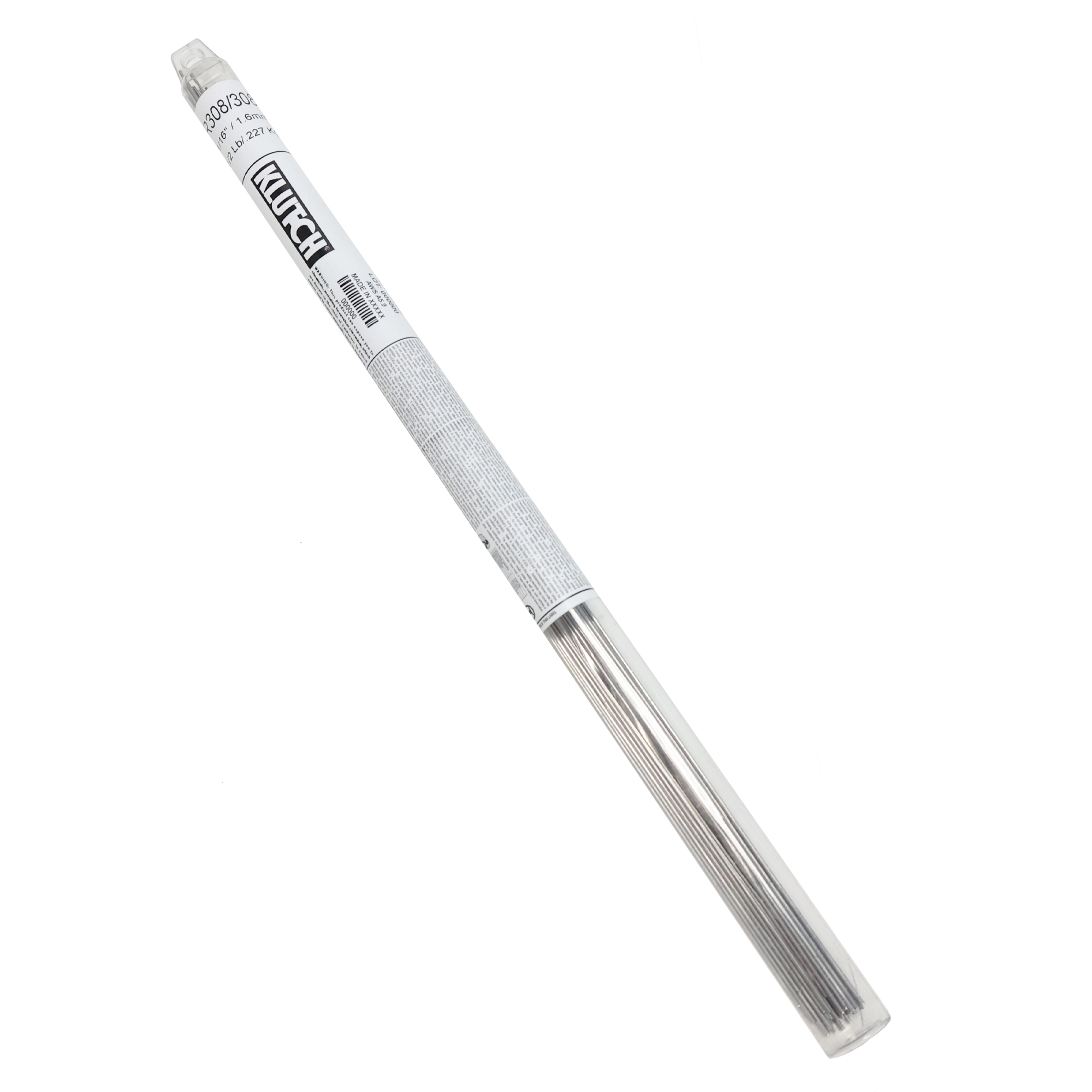 Klutch ER308L TIG Welding Wire, 1/16in. Dia. x 18in.L, 1/2-Lb. Tube, Model# ER308L-063-005T18NT